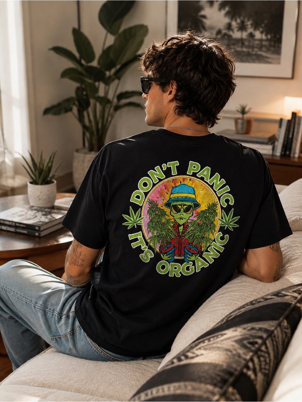 Miken Black Short Sleeve Tee with Neon Green Graphic